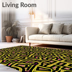 Vibrant Yellow Black Maze Rug