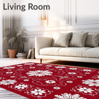 Crimson Snowflake Medallion Border Rug