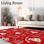 Festive Red Bell Floral Scatter Rug