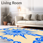 Azure Spiky Starburst Mandala Rug