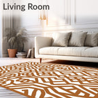Terracotta Geometric Maze Abstract Rug