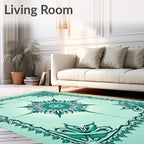 Teal Medallion Jewel Border Rug