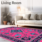Vibrant Pink Floral Medallion Rug