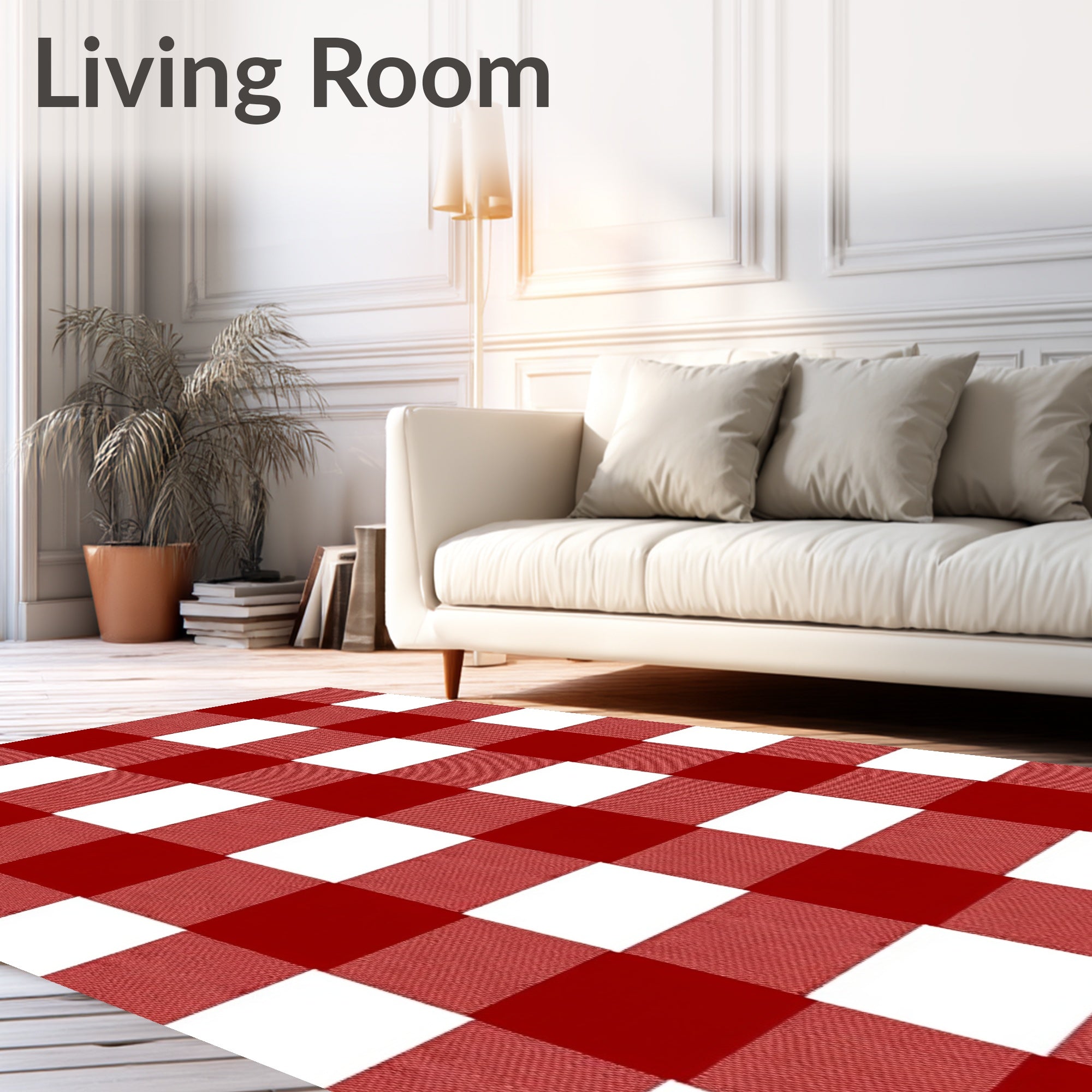 Bold Red White Buffalo Check Rug