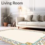 Pastel Floral Vines Scroll Frame Rug