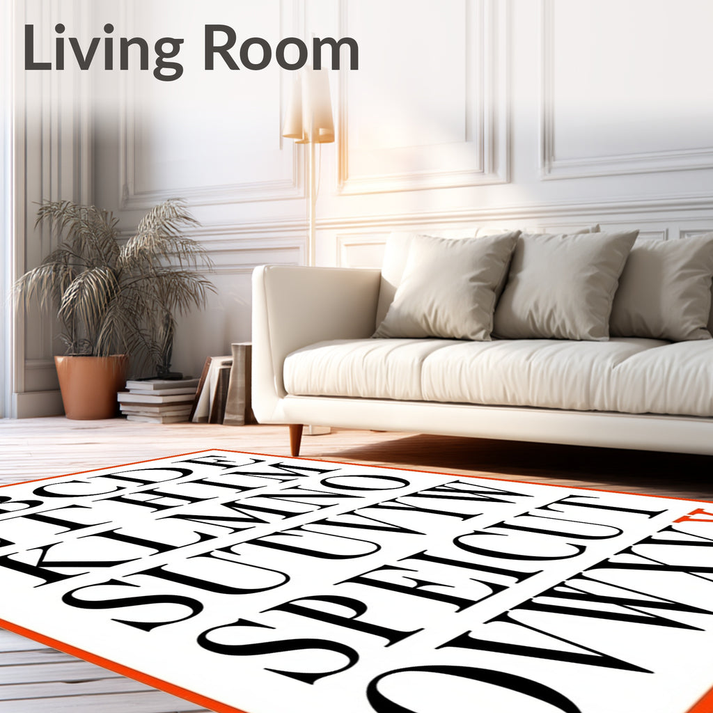 Classic Alphabet Inlaid Bold Typography Rug