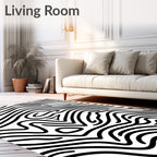 Black White Organic Contour Lines Rug