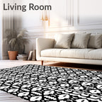 Black and White Tribal Geometric Stripes Rug