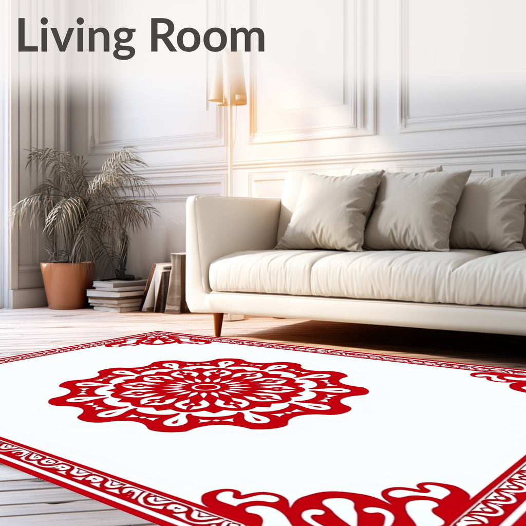 Bold Red Ornamental Medallion Rug