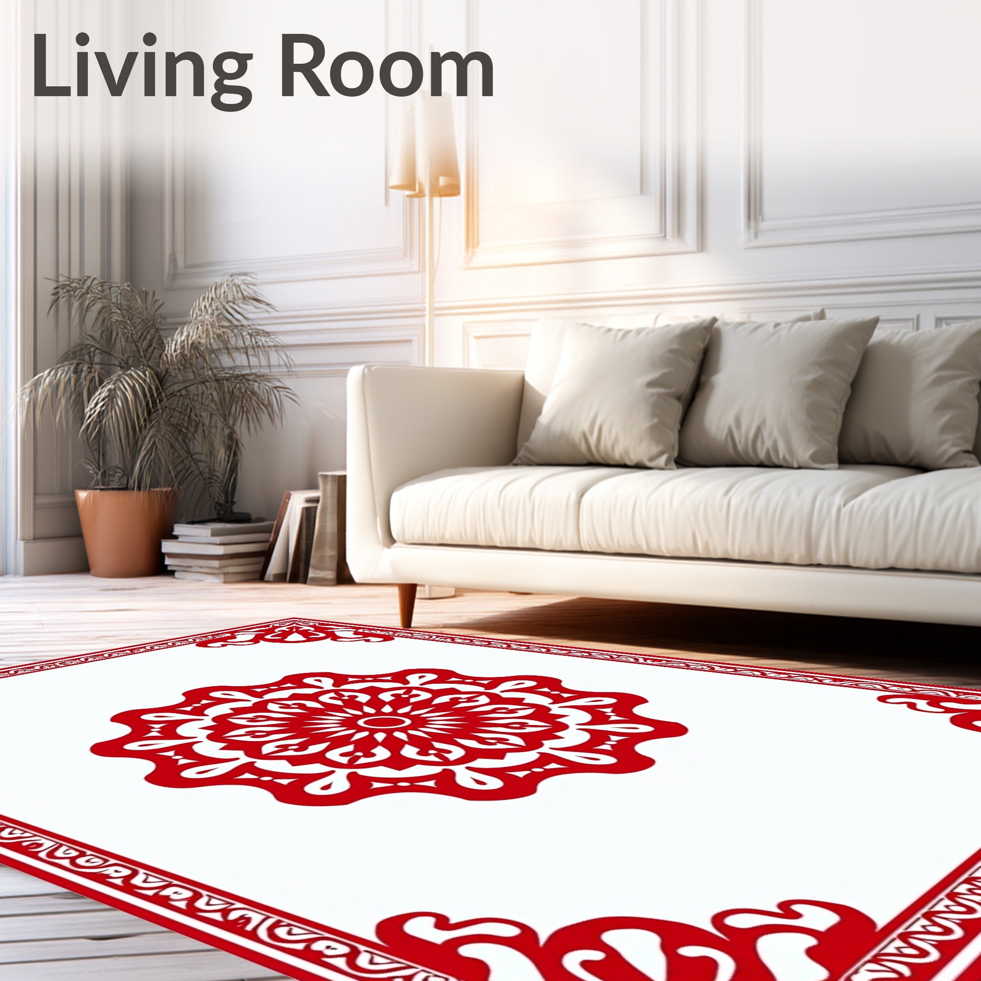 Bold Red Ornamental Medallion Rug