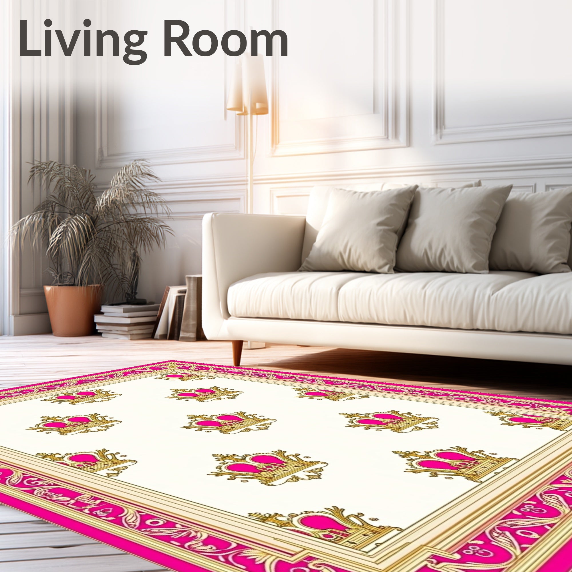 Royal Pink Crown Regal Repeating Rug