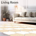 Cream and White Interlocking Scale Rug