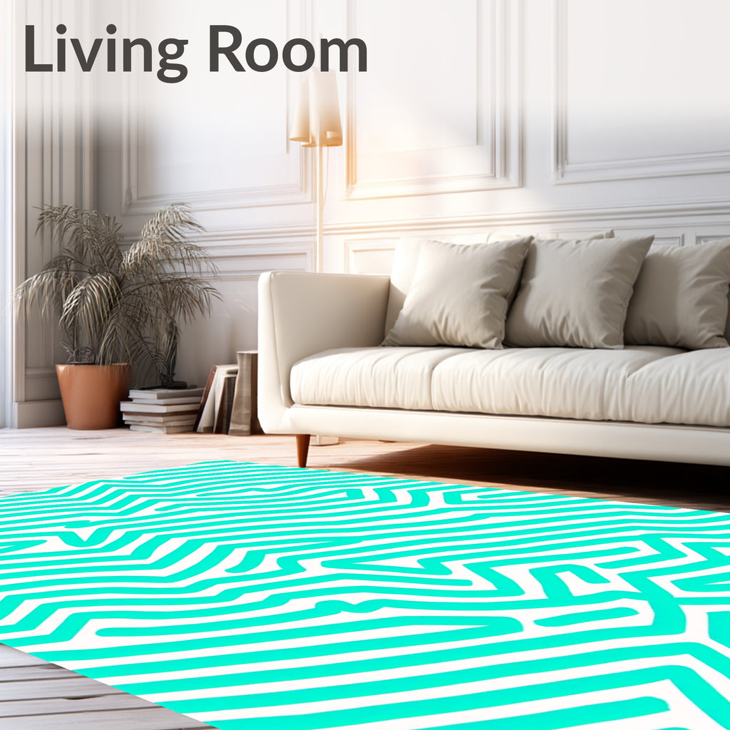 Teal Jagged Lines Abstract Rug