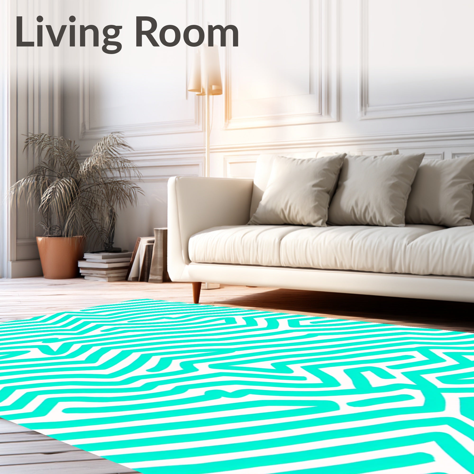 Teal Jagged Lines Abstract Rug
