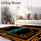 Futuristic Orange Circuit Wave Rug