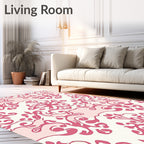 Crimson Floral Scrolls Damask Rug