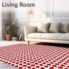 Classic Houndstooth Red White Rug