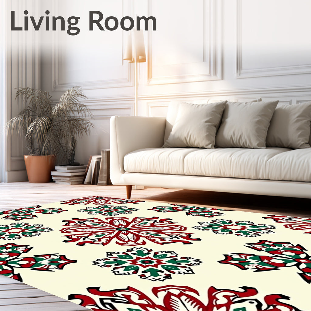 Crimson Green Arabesque Medallion Rug
