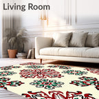 Crimson Green Arabesque Medallion Rug