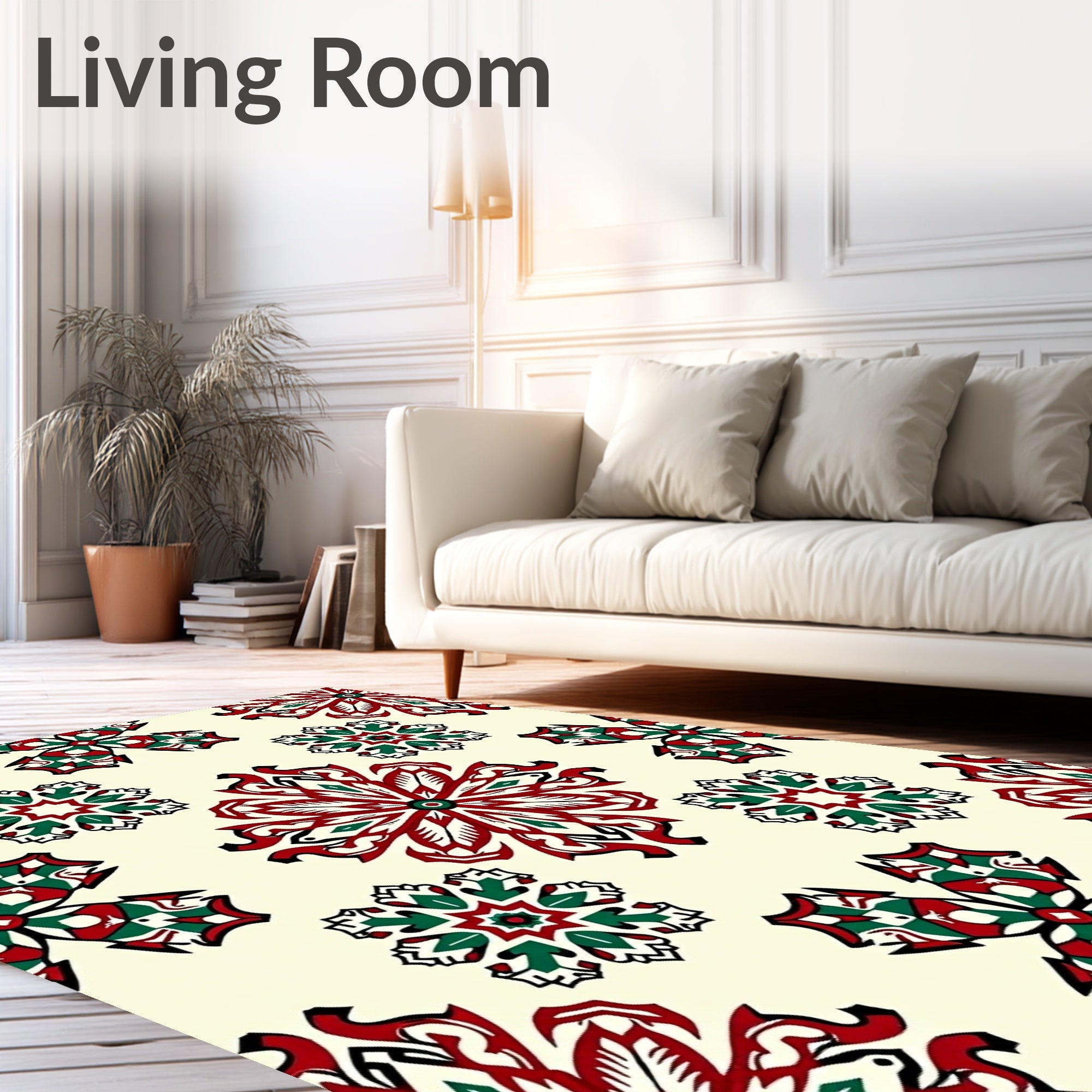 Crimson Green Arabesque Medallion Rug