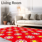 Red White Yellow Floral Medallion Rug