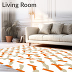 Orange Tan Interlocking Geometric Blocks Rug