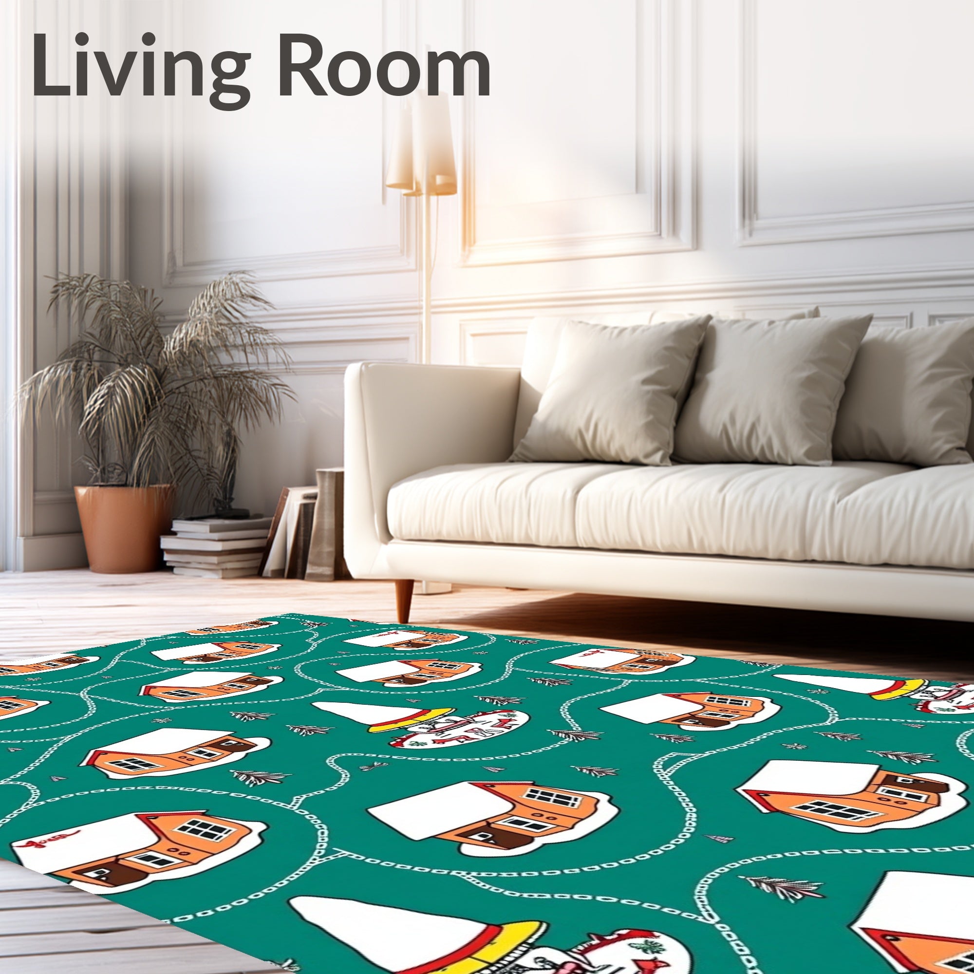 Cozy Winter Village Chain Link Rug