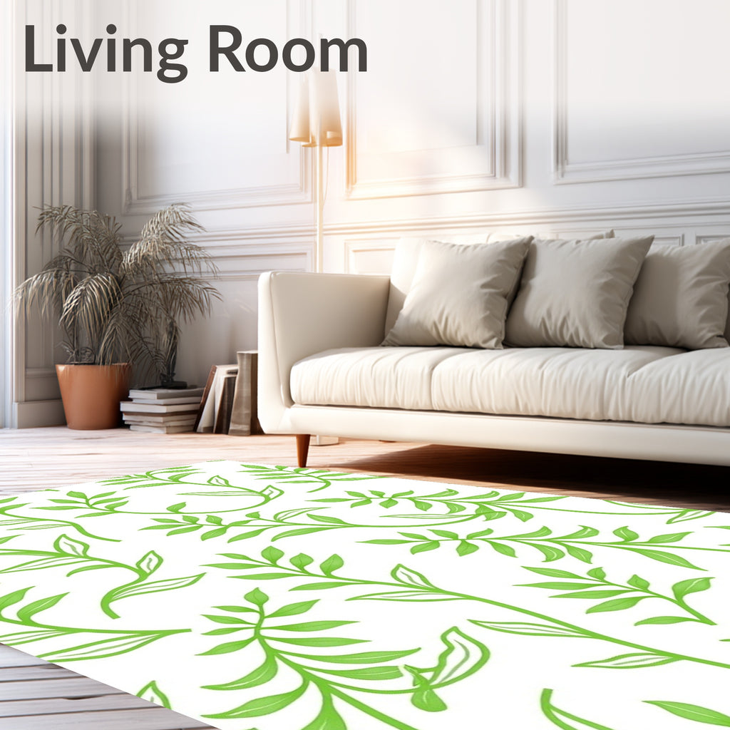 Bright Green Leafy Vine Cluster Rug