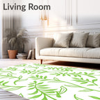 Bright Green Leafy Vine Cluster Rug