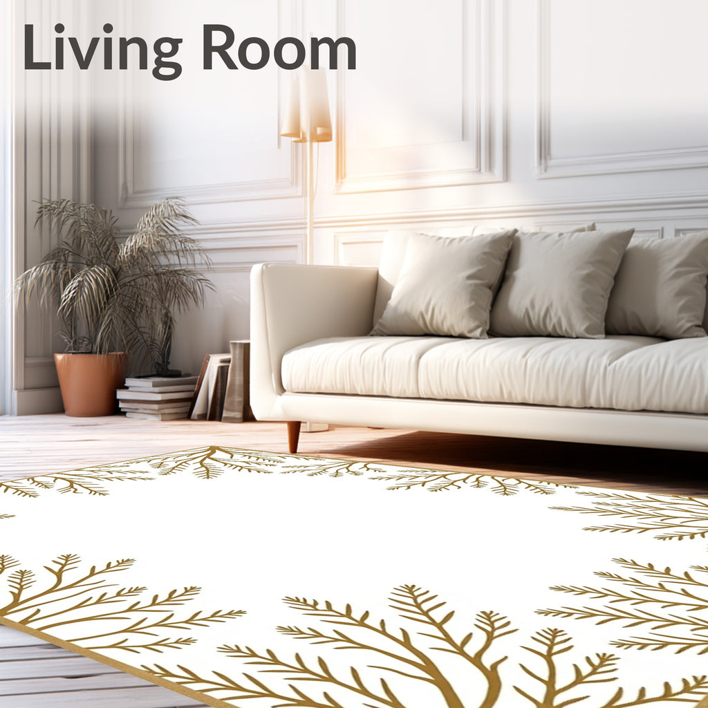 Golden Branch Corner Border Rug