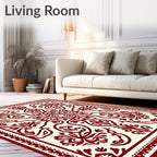 Ochre Crimson Vine Blossom Rug