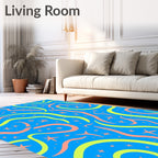 Bright Blue Starry Swirls Rug