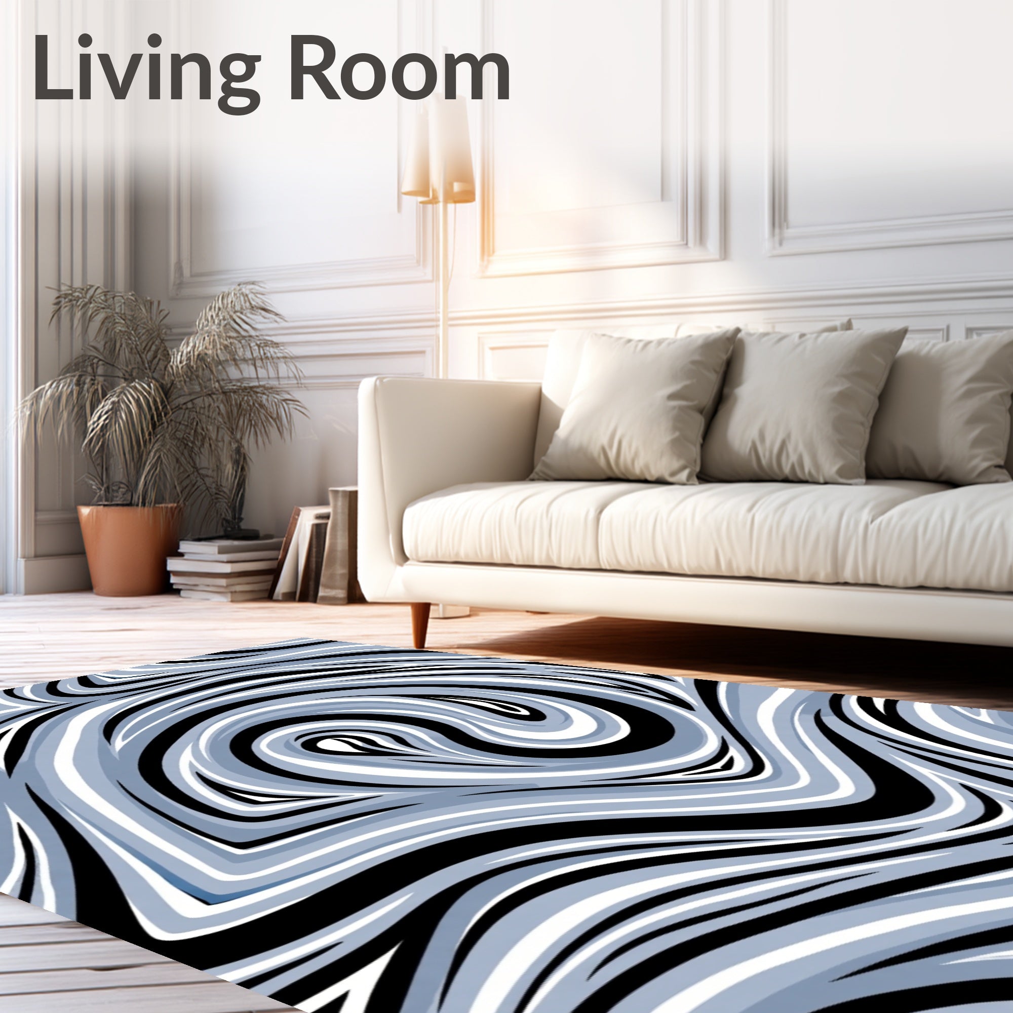 Monochromatic Swirl Fluid Abstract Rug