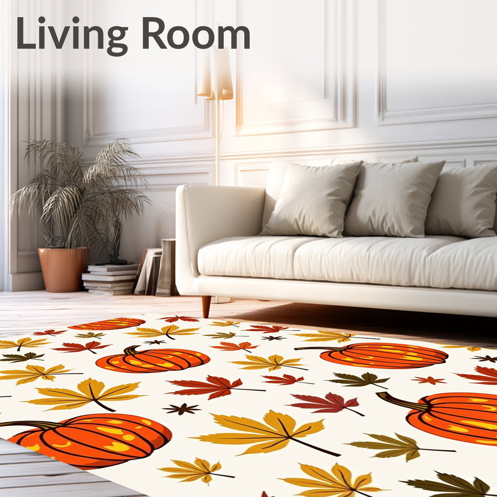 Autumn Pumpkin Maple Leaf Scatter Rug