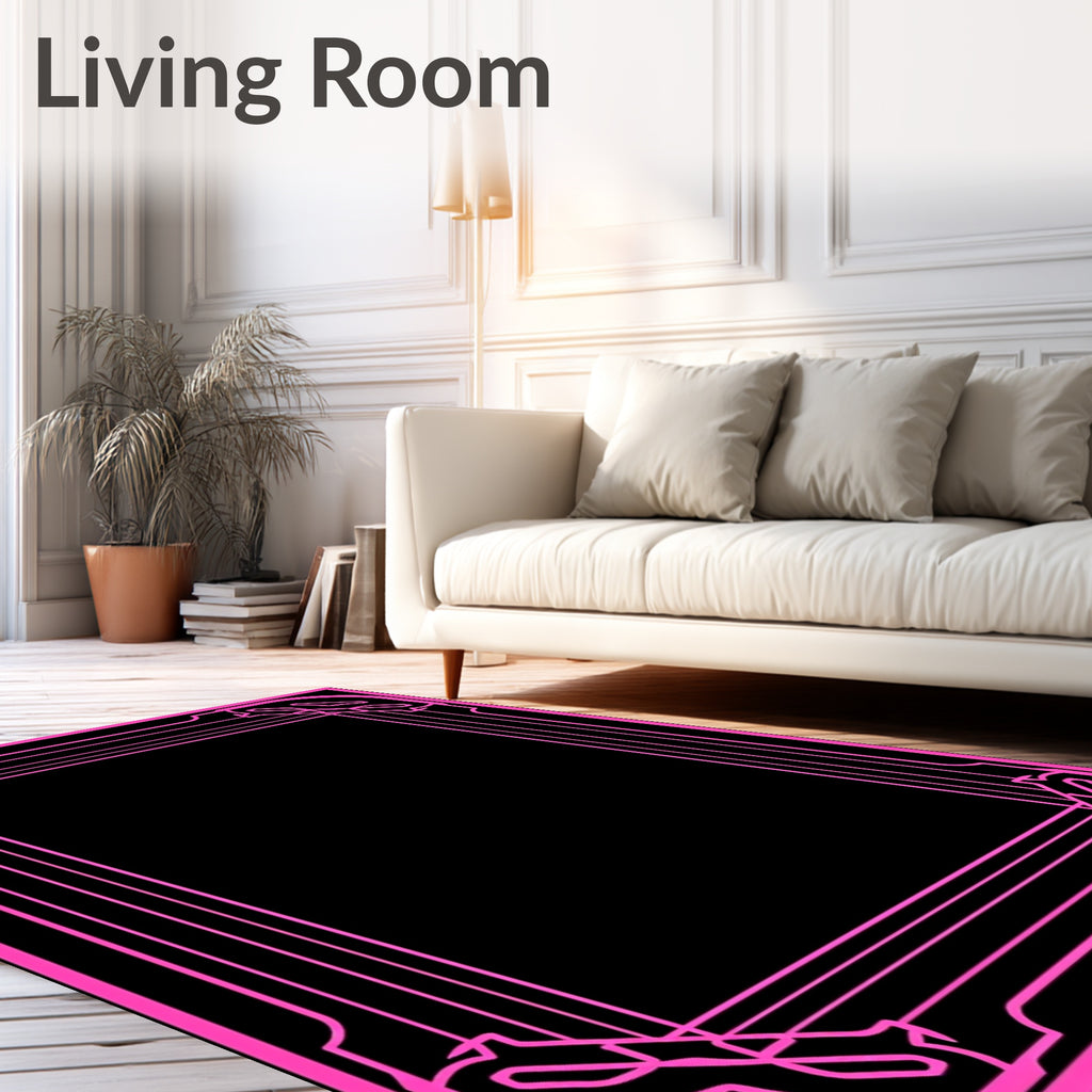 Bright Pink Deco Border Rug