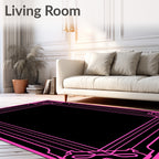 Bright Pink Deco Border Rug