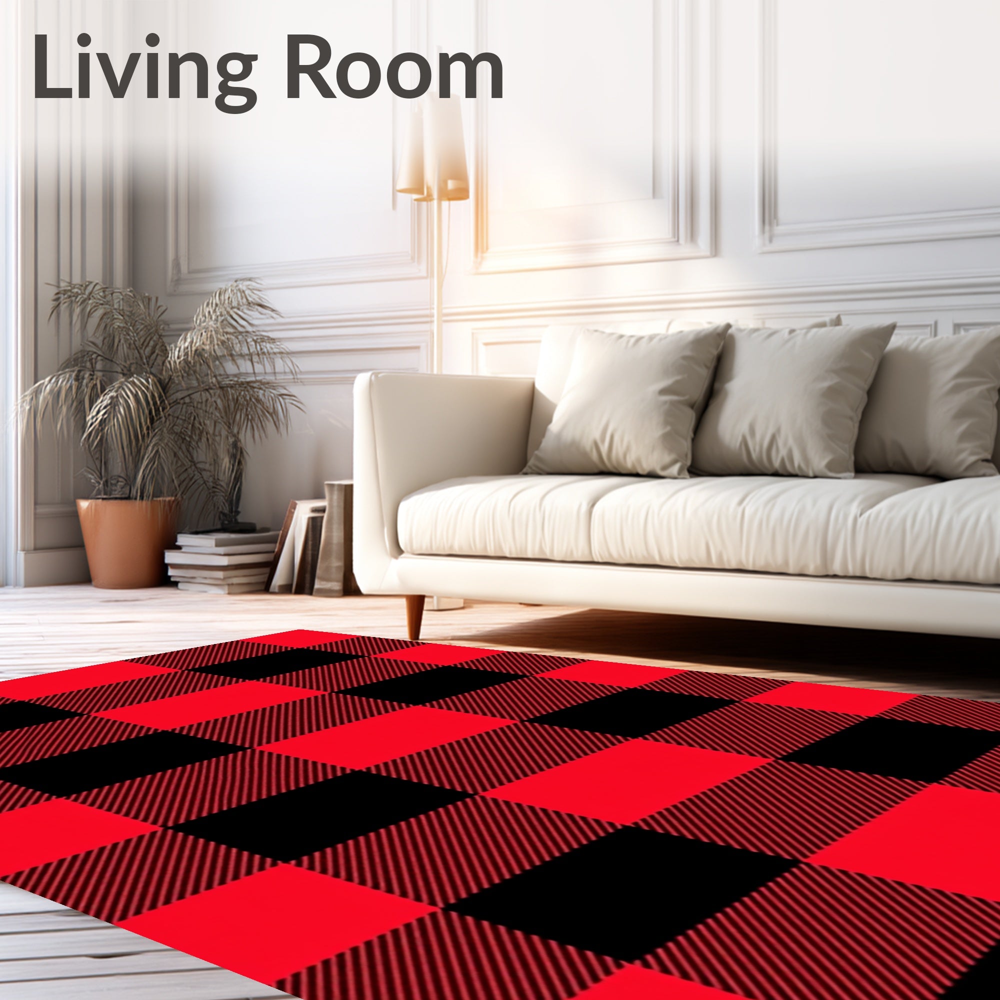 Classic Red Black Buffalo Plaid Rug