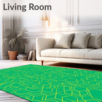 Green Geometric Circuit Board Rug