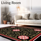 Crimson Red Geometric Floral Medallion Rug