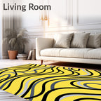Vibrant Yellow Swirl Lines Rug