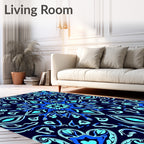 Electric Blue Ornamental Medallion Rug