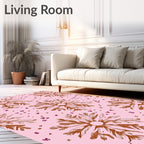 Coral Pink Botanical Burst Rug