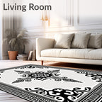 Black and White Ornate Medallion Rug