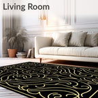 Elegant Gold Filigree Scrollwork Rug