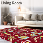 Festive Red Christmas Gift Ornaments Rug