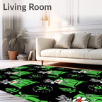 Retro Abstract Green Creature Mandala Rug