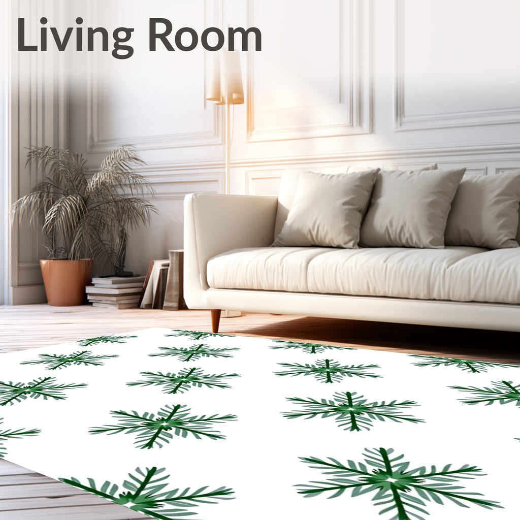 Forest Green Snowflake Symmetry Rug