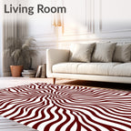 Crimson Wavy Lines Explosion Rug