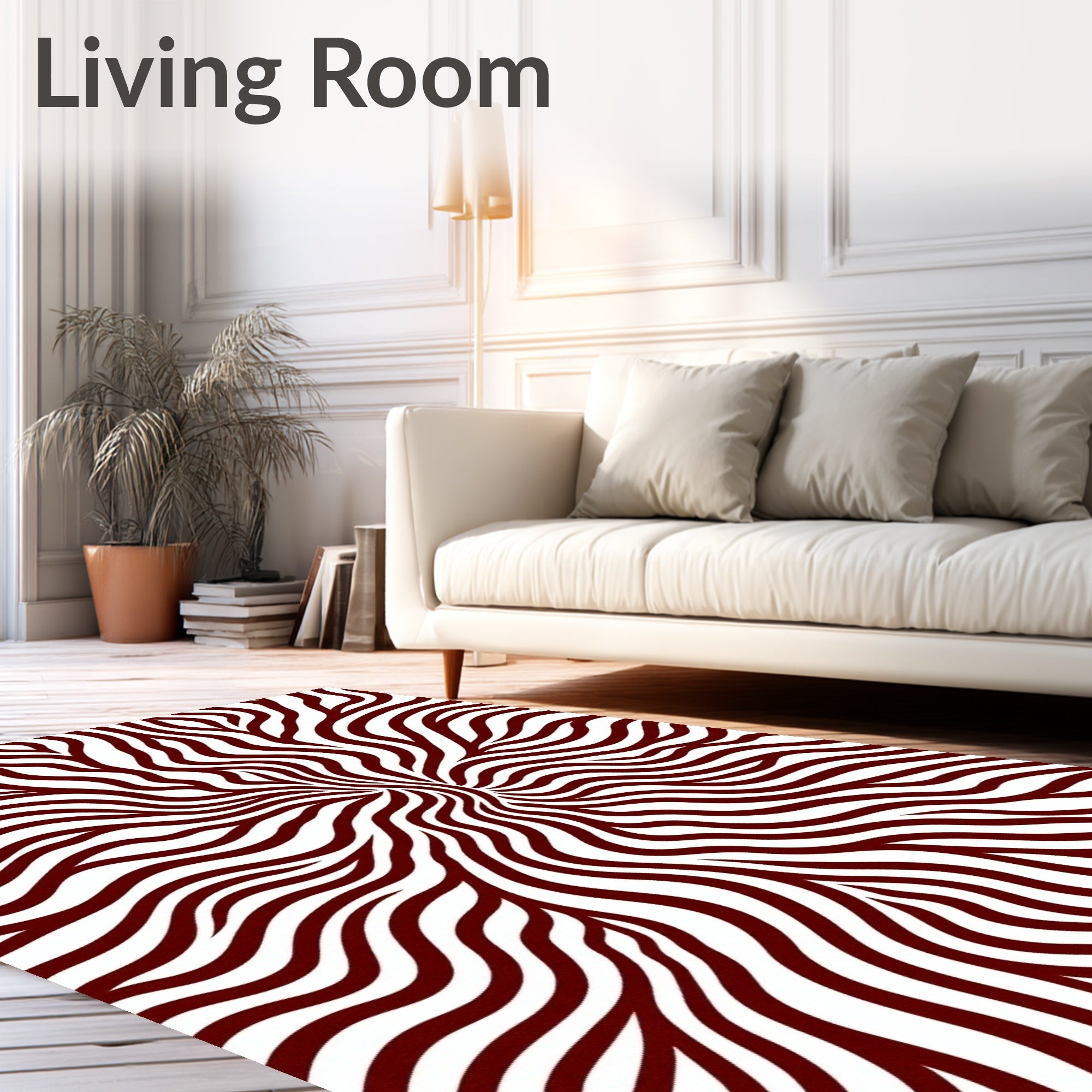 Crimson Wavy Lines Explosion Rug