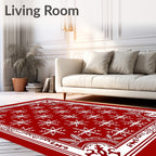 White Snowflakes On Crimson Red Field Rug